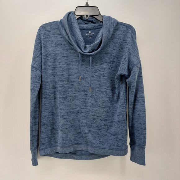 Athleta Sweaters - Athleta Blue Sweater Cowl Neck Pullover Knit Athletic Sz XS